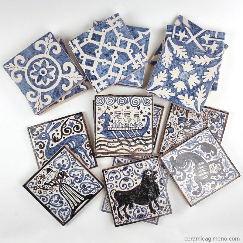 VENDIDO 80 azulejos15x15 cm Medievales surtidos.