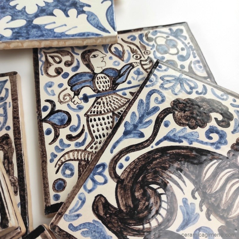 VENDIDO 80 azulejos15x15 cm Medievales surtidos.