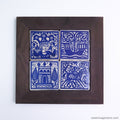 4 azulejos medievales con marco