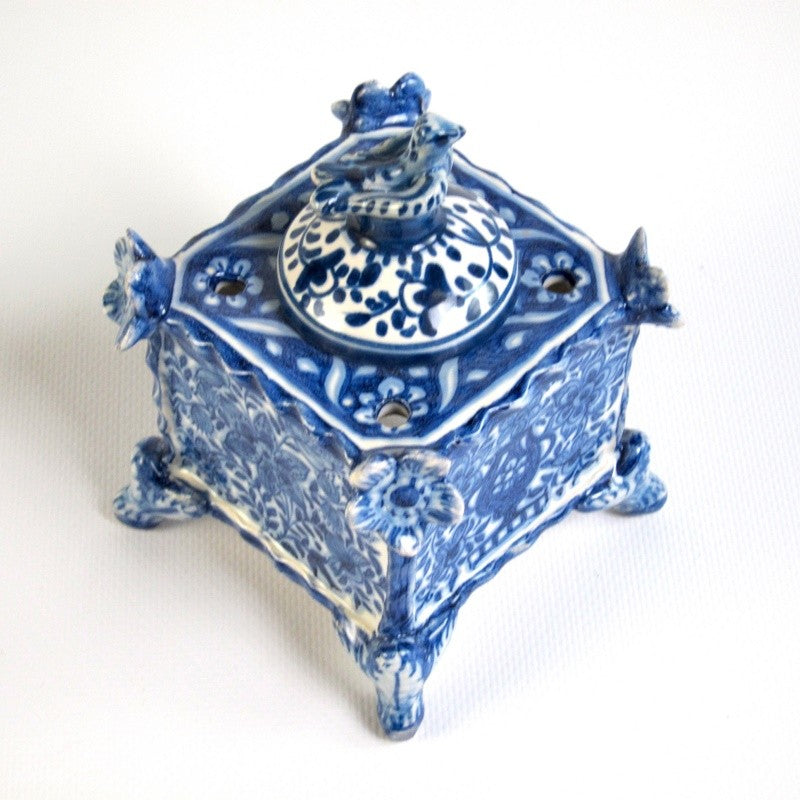 Tintero Cuadrado Barroco Azul