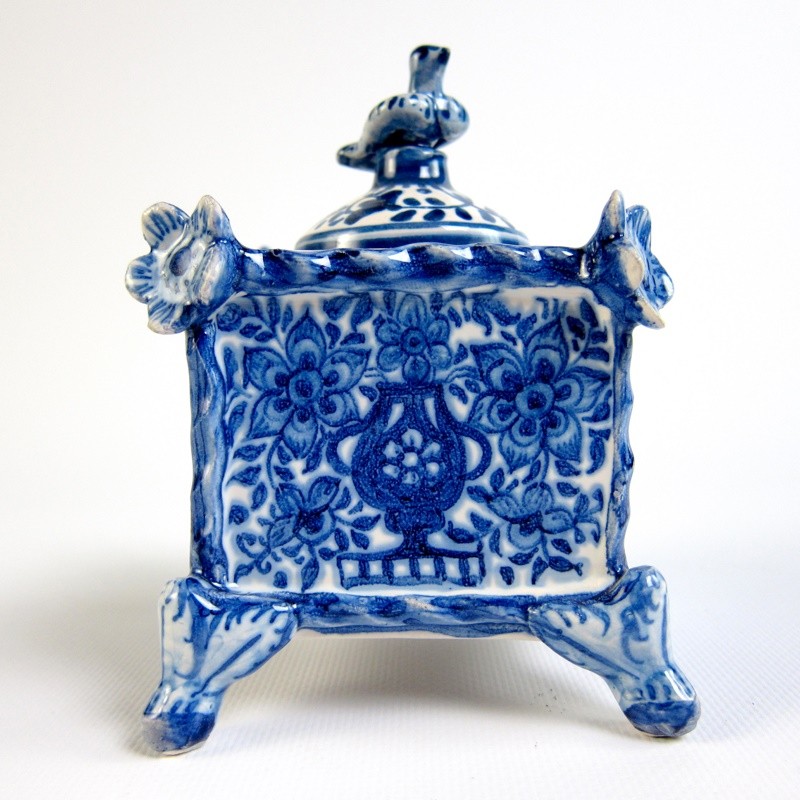 Tintero Cuadrado Barroco Azul